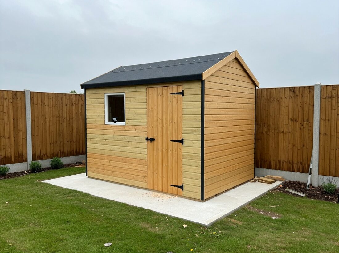 New timber garden shed on a concrete base